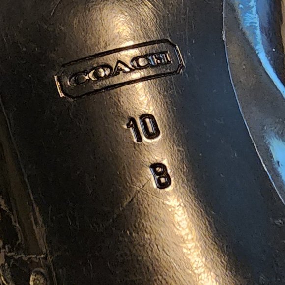 Size 10B Coach 3.5" High Heels Suede & Patent Leather Ribbon Laced Oxfords Italy - Picture 6 of 9